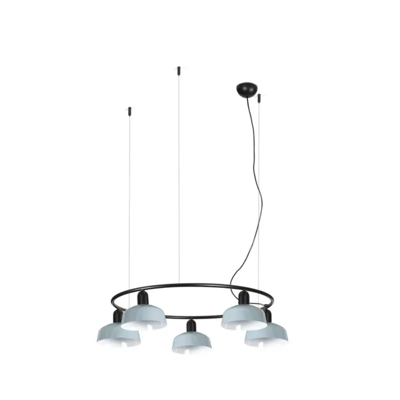 Satisfait Ou Remboursé Suspension TATAWIN S cercle Noir Bleu 5x15W E27