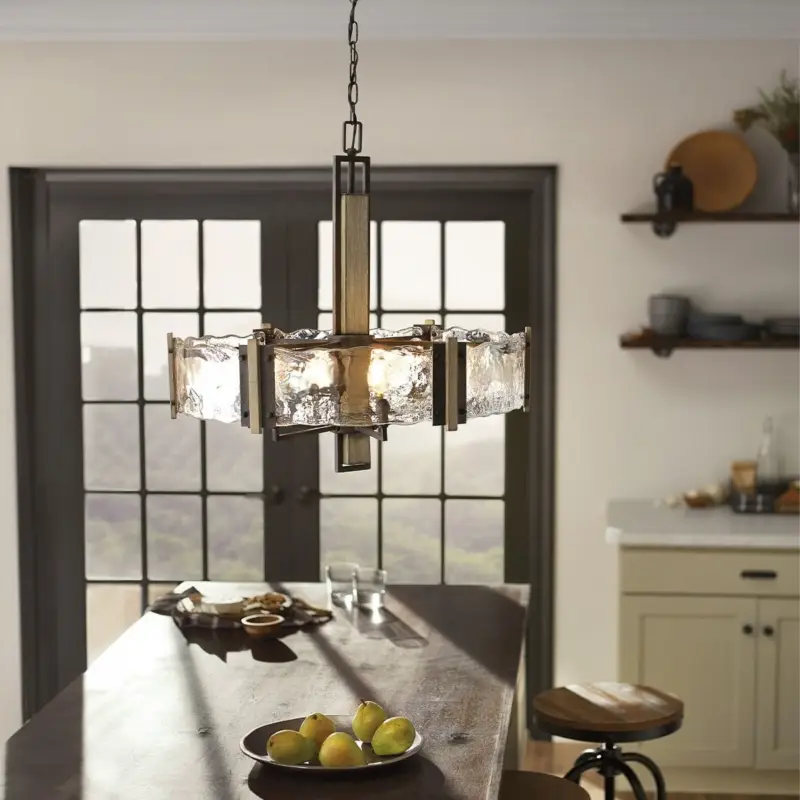 Lustre ABERDEEN 6x40W MAX E14 Bois gris & bronze Prix Promo