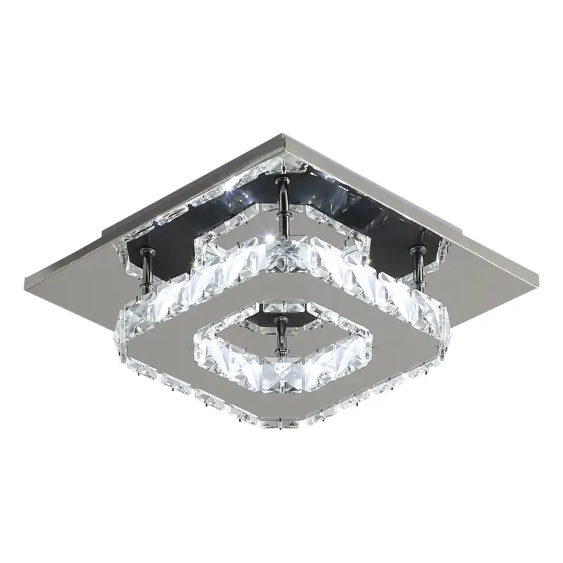 Commande En Gros Plafonnier LED en cristal Lampe de plafond moderne 12W 6500K Plafonnier Carré Moderne Lustre LED pour Salle de Bain Cuisine Chambre, Dia 20 cm