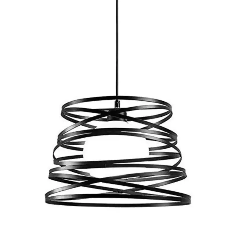 Meilleur Choix Lustre Suspension Industrielle Rétro, Vintage Plafonnier industriels en spirale design Ø30cm, Lampe de Plafond en Métal E27 Corde Ajustable Décoration, Noir (sans ampoule)