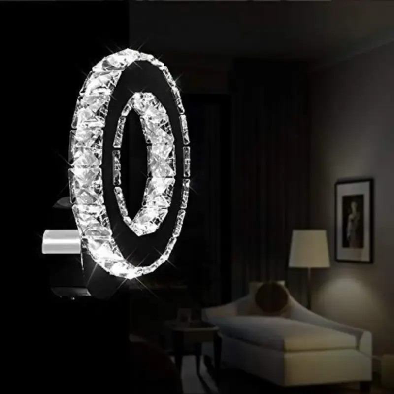 Satisfait Ou Remboursé LED K9 Crystal Applique murale 8W Applique murale Lampe de mur pour Salon Chambre à coucher Couloir, Lumière blanche froide