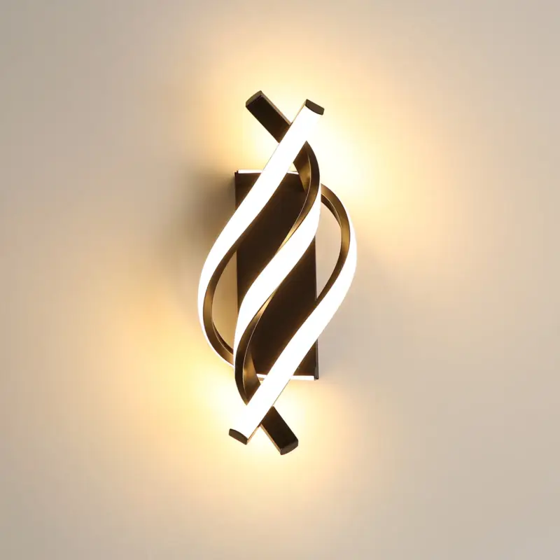 Commander Maintenant Applique Murale Interieur, Lampe LED Murale Moderne 22W Design incurvée IP20, Applique murale LED 3000K lumière Blanche Chaude, 1620 lumens Noir IP20, pour Chambre à Coucher, Salon