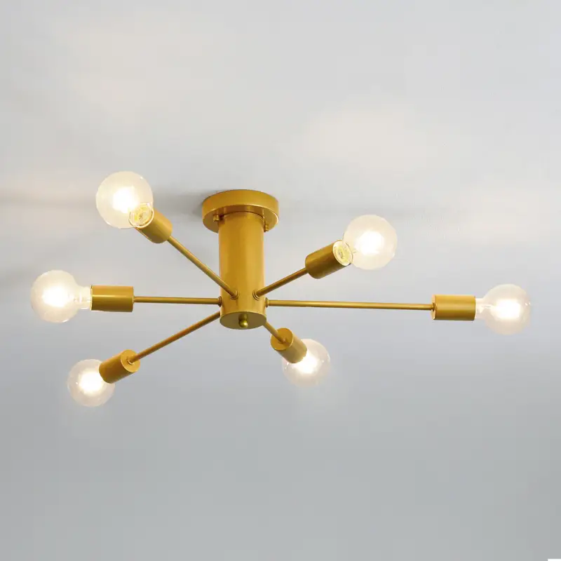 Plafonnier Industriel Vintage 6 Lumières, Lustre Suspension E27 en Métal, Lampe Plafond Moderne pour Salon, Chambre, Cuisine, Salle à Manger, Couloir, Loft Promotion