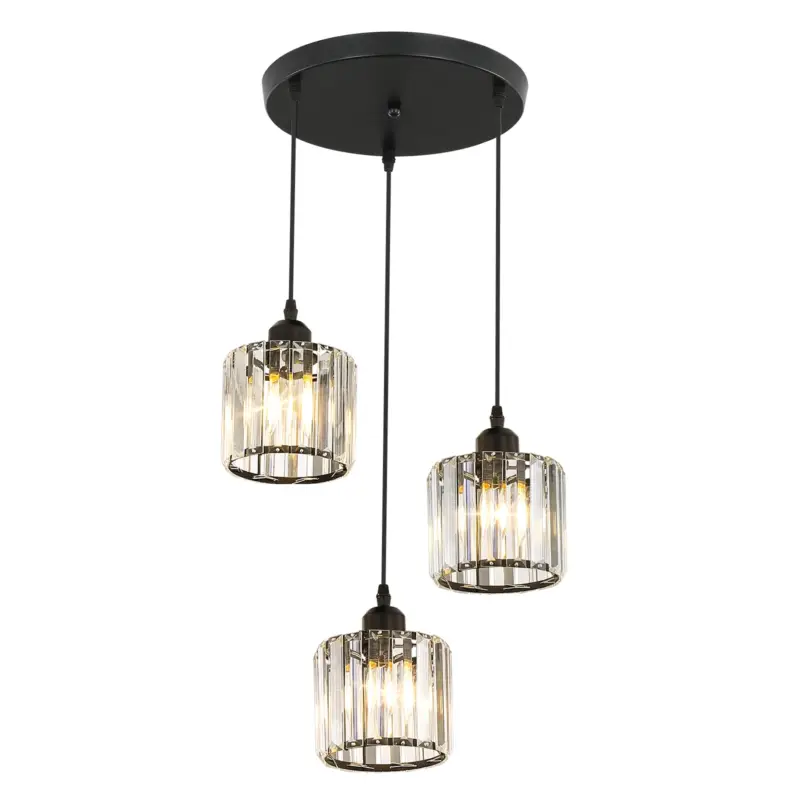 Nordic lustre minimaliste moderne E27 semi-encastré LED plafonnier salle à manger en cristal (rond, 3 lumières) Promotion