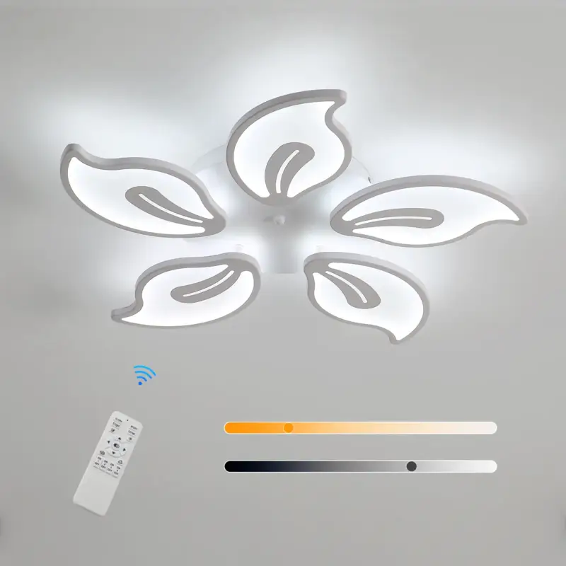 Petit Prix Plafonnier LED, Lampe de plafond moderne pétale 45W 4500LM, dimmable télécommande 3000-6500K, Plafonniers blancs pour Salon, Salle à manger, Chambre
