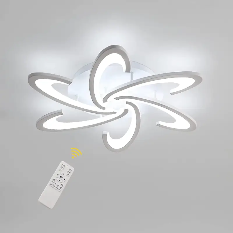 LED Plafonnier Moderne Dimmable Avec Télécommande, 54W Créatif Forme De Fleur Design Lampe De Plafond, Métal Acrylique Moderne Pétales Lustre Luminaire Pour Salon Restaurant Chambre Couloir Affaire À Saisir