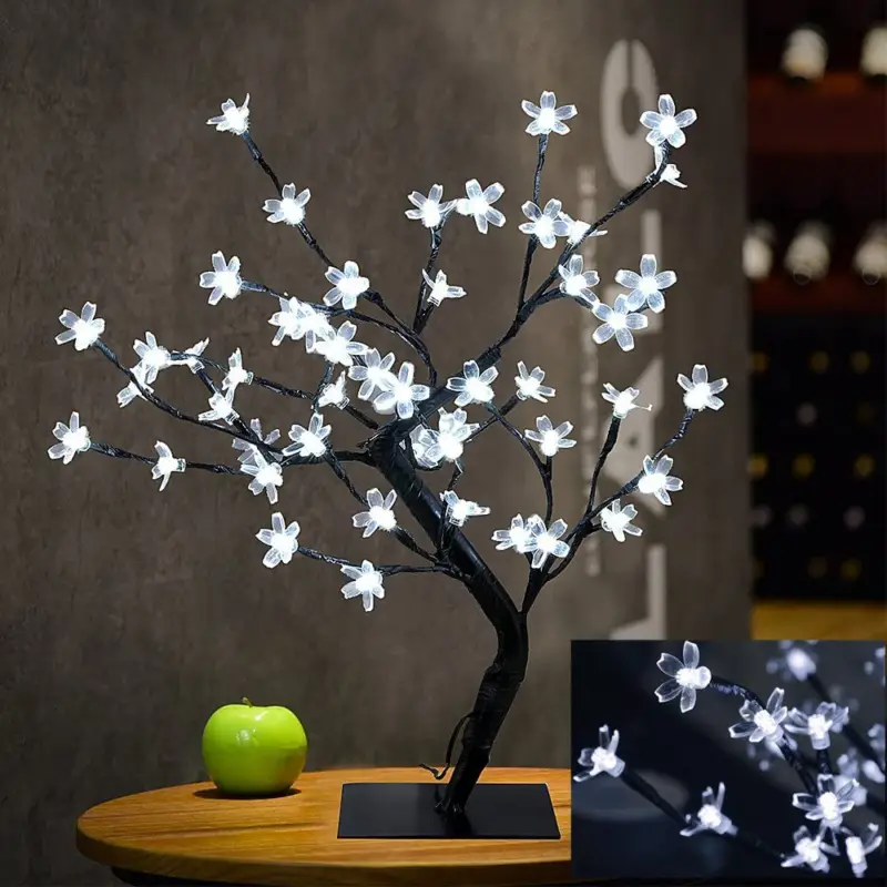 Acheter Direct LED Lampe de Cerisier, 0.45M 48LED, Arbre Lumineux LED, Branches Noires, pour la décoration de Maison (Blanc)