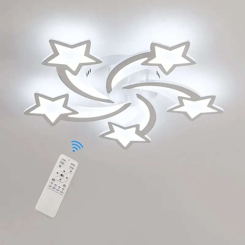 Plafonnier LED Moderne Dimmable, 50W Lampe De Plafond Créatif Forme De Étoile À 5 Têtes, Métal Acrylique Plafonnier Avec Télécommande, Pour Chambre À Coucher, Salon, Salle À Manger, Chambre D'enfant Meilleur Choix