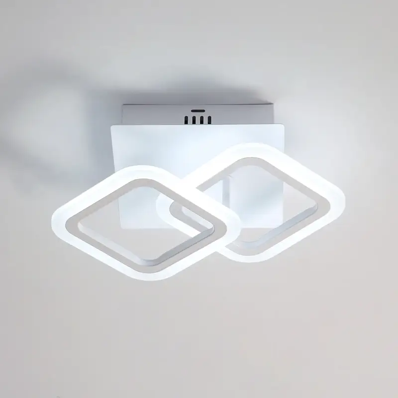 Usine Directe Plafonnier Acrylique Moderne, Éclairage de Plafond LED à Lumière Blanche Froide 24W 220V 6500K, Lampe de Plafond Croisé à 2 Lumières Carrées pour Chambre, Salon, Couloir, Cuisine