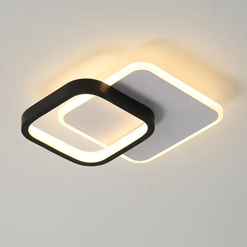 Top Vente Plafonnier LED 24W Design moderne Carré Lampe de Plafond Blanc Chaud 3000K Pour salon chambre à coucher salle à manger bureau Noir