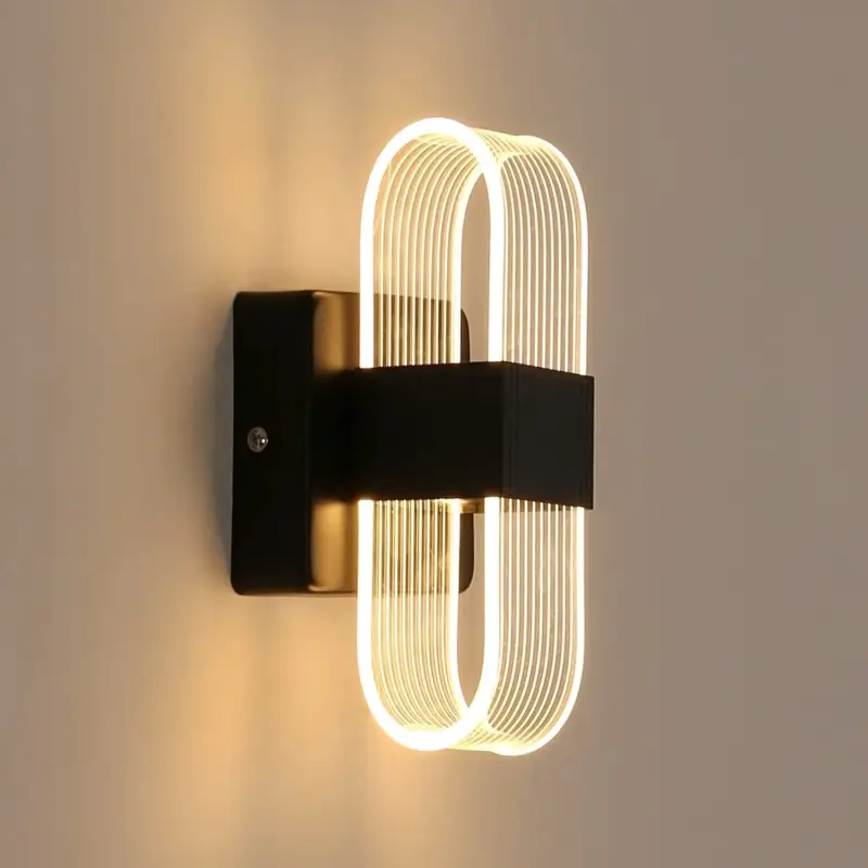 Applique Murale Interieur LED Dimmable 12W Lampe Murale Moderne Design Acrylique Romantique Créative pour Chambre à Coucher, Salon, Couloir, Escalier, Hôtel, 3000K-6000K Lumière Blanc ( Noir) Pas Cher