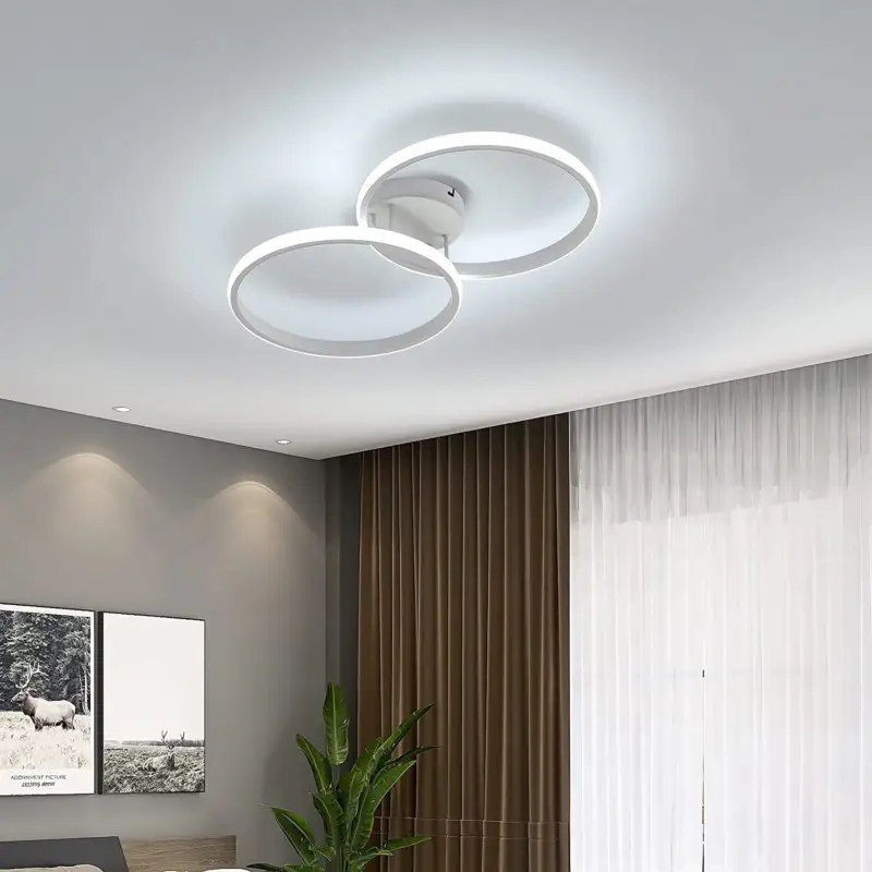 Plafonnier LED, Plafonnier moderne 30W, double anneau acrylique blanc pour chambre à coucher 6000K, 3360 lumens salon, bureau au bureau Quantité Limitée