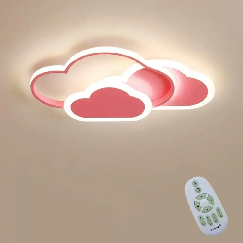 32W Plafonnier LED, Plafonnier Nuage Créatif, Télécommande Dimmable 3000K ~ 6000K, L42*W25*H6cm Plafonnier Nuage Rose Ultrafin, pour Chambre d'enfant Et Salon Commande En Gros