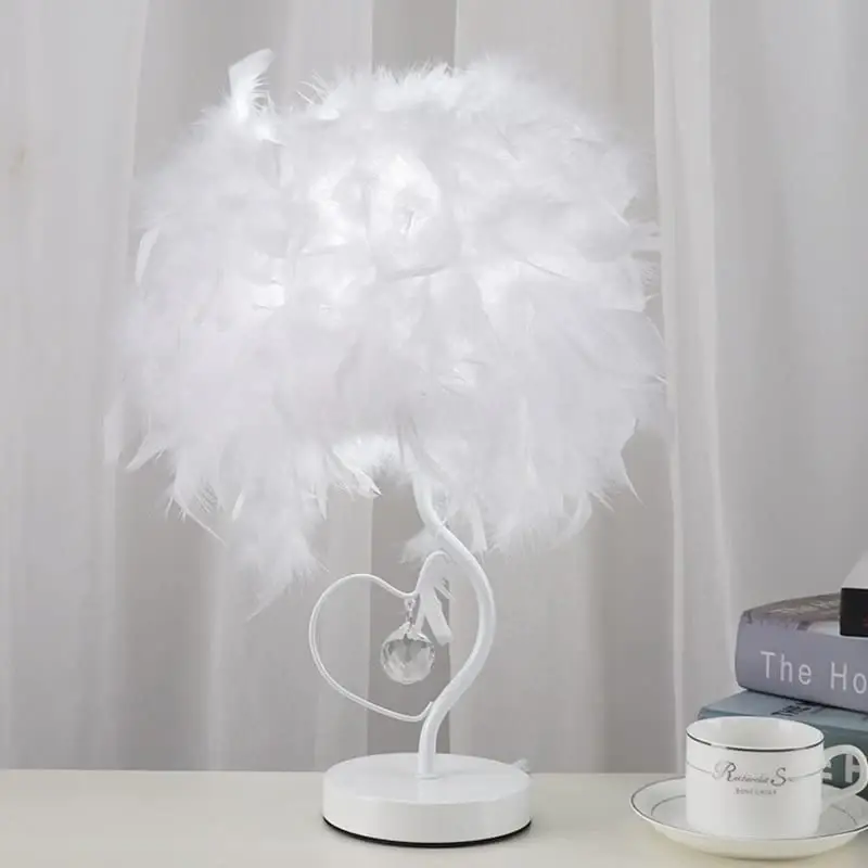 Marque Lampe de bureau LED plume avec télécommande, lampe de table décorative simple moderne, veilleuse créative de lampe de chevet, adaptée au bureau d'étude de la chambre des enfants