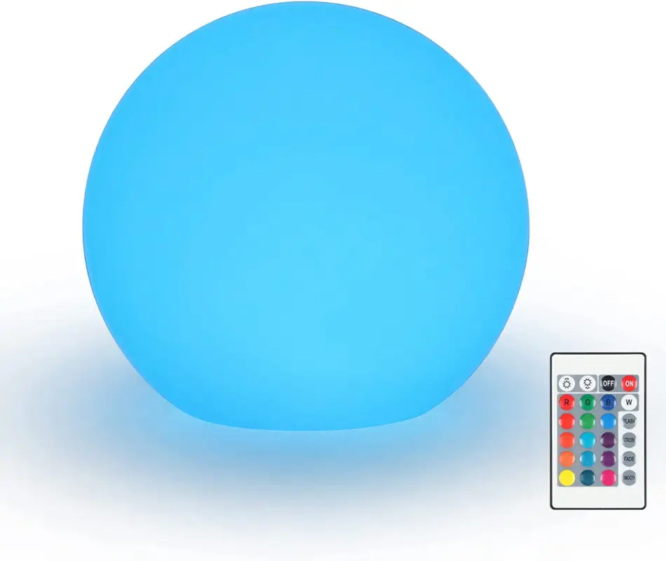 Boule lumineuse Lampe de Bureau LED 15cm, 16 RGB Couleurs Dimmables et 4 Modes, Veilleuse LED Lampe de Chevet avec Télécommande pour chambre, Salon, Chambre d'enfant, Mariage, Batterie Remplaçable Super Prix