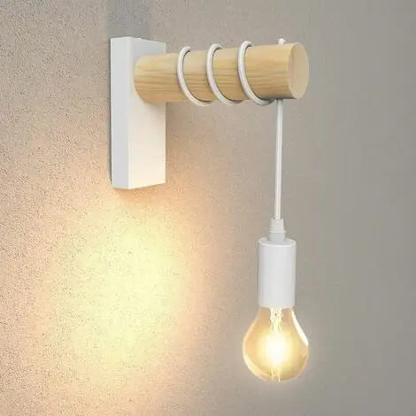 1pc style européen blanc applique chambre étude lampe de chevet rétro applique bois art décoration applique sans ampoule Offre Du Jour