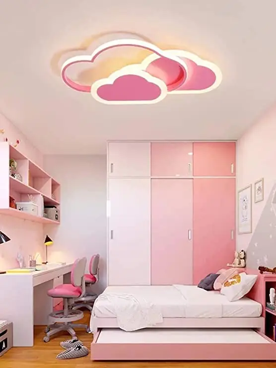 Marque Plafonnier LED, lampe de plafond créatif nuage, 32W 2700lm 42cm, avec dimmable télécommande 3000K, plafonniers rose modernes applique murale pour de salon, couloir et chambre de enfant