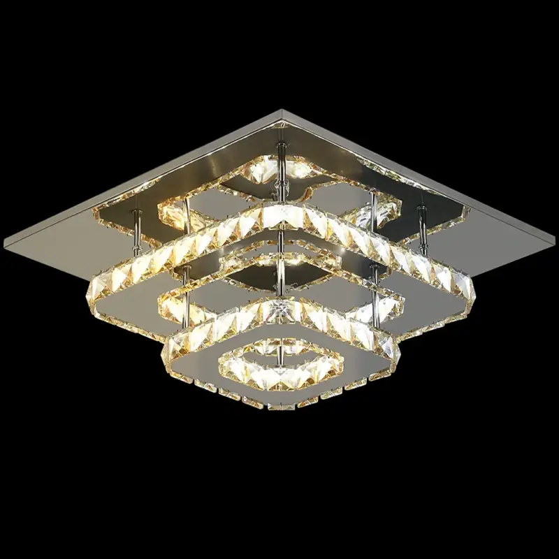 Usine Directe Plafonnier LED moderne, 30W luminaire plafonnier en cristal, Lampe de plafond réglable à 3 couleurs de lumière, plafonniers à la mode pour salon, chambre, couloir, restaurant