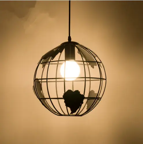 Suspension Boule, Lampes Suspendues Vintage Industri au Design Globe en Fer, Plafonnier pour Salon Salle à Manger Couloir Restaurant (Noir) Sans ampoule Vente Flash