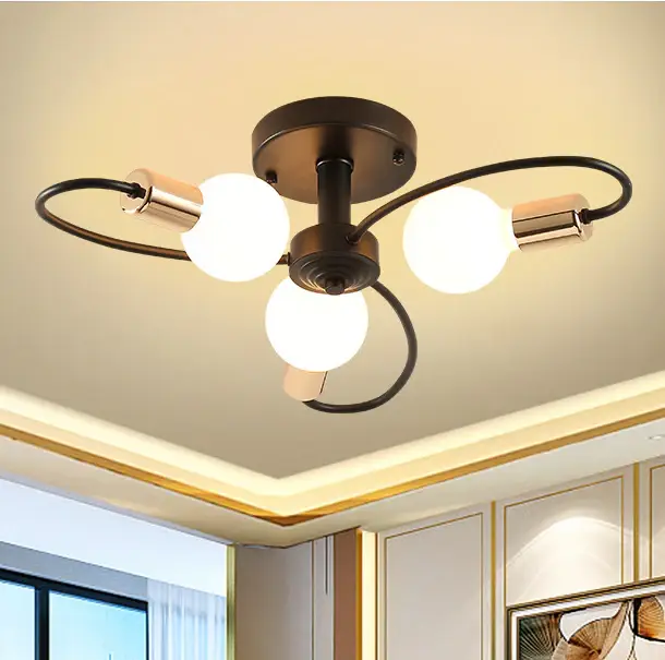Prix Promo Moderne Plafonnier, Créatif Lampe Plafond, Métal Noir or E27 pour le restaurant du salon Studio 3-Lumières(Sans ampoules)