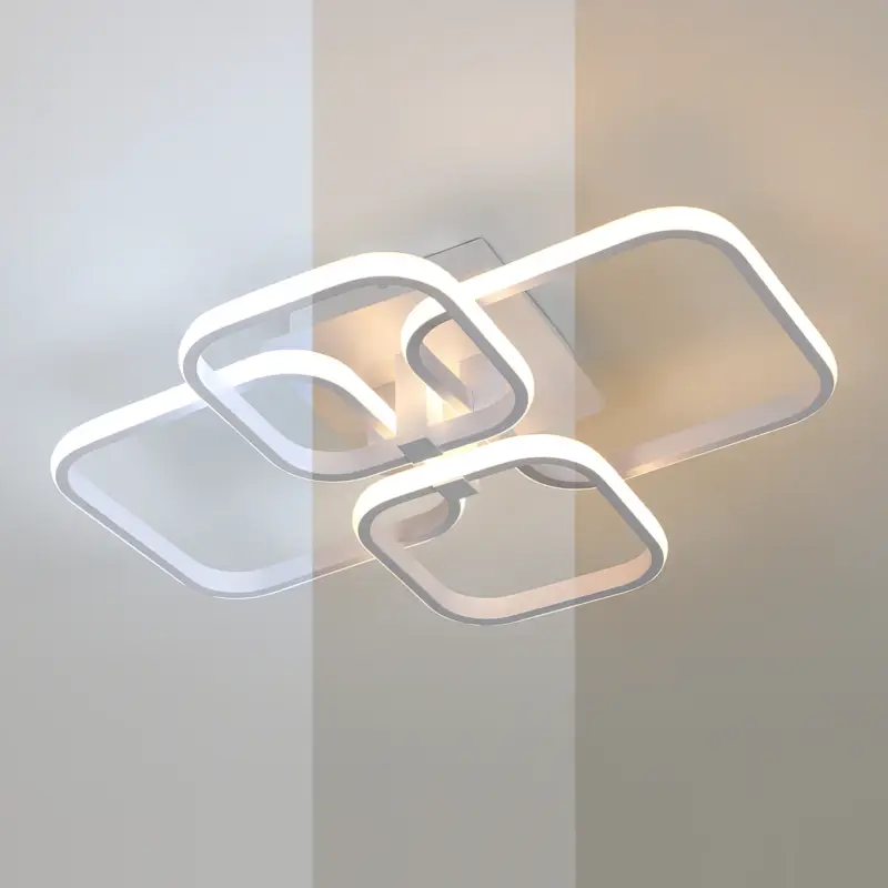 Nouvelle Collection Plafonnier LED, Lampe de Plafond de Salon Moderne, Tricolore-Lumière3000K, Luminaire Plafonnie Blanc Carré Simple pour Salle de Bureau de Chambre À Coucher, 58X46CM