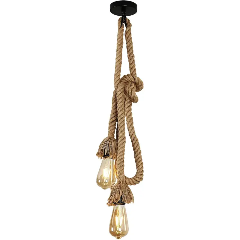 Suspension Industriel Vintage Lustre Corde 2M Réglable 2 douillesE27 Pour salon chambre à coucher salle à manger bureau Bar Café Nouvelle Collection