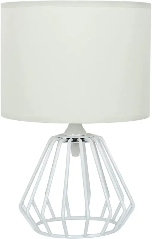 Offre Exclusive Lampe de Chevet, Lampe de Table avec Base Ajourée et Abat-jour en Tissu Blanc, Lampe de Bureau Minimaliste pour Chambre Salon Bureau (Ampoule E27 Non Incluse)