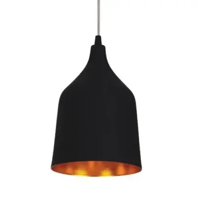 Bon Marché Suspension simple en métal noir avec douille E27 en aluminium – pour hall d'entrée, salon, cuisine, chambre à coucher.