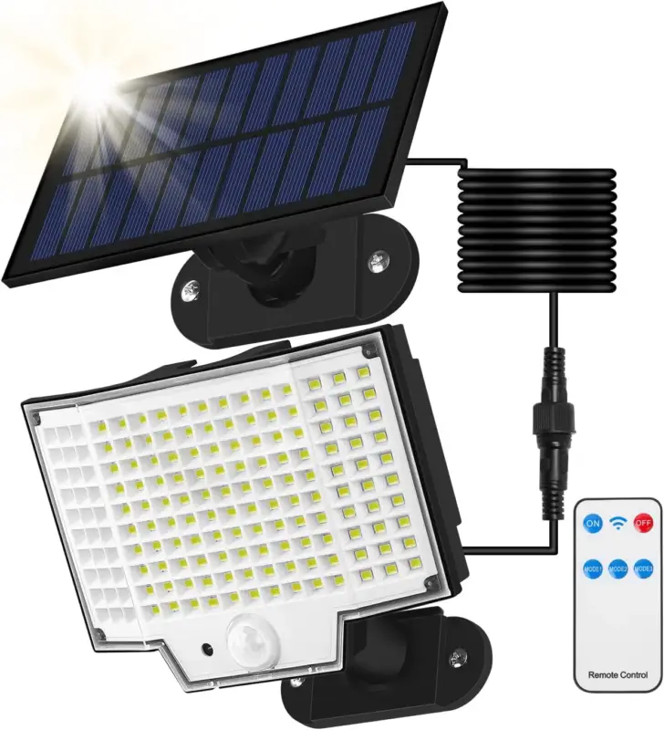 Lampe Solaire Exterieur 160LED, Lampe Solaire Exterieur Detecteur De Mouvement, IP65 Lumiere Solaire Exterieur, Spot Solaire Exterieur, 3 Modes, Avec TéLécommande (1 Paquet) Retour Gratuit