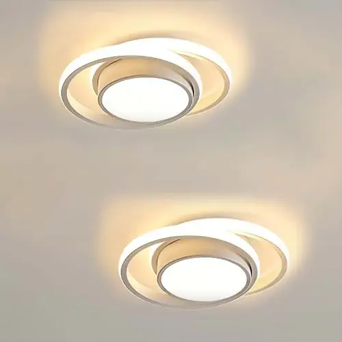 2 pièces Plafonnier LED 32W Design moderne Blanc Chaud 3000K Rond Lampe de Plafond Pour salon chambre à coucher salle à manger bureau Blanc 28cm Soldes