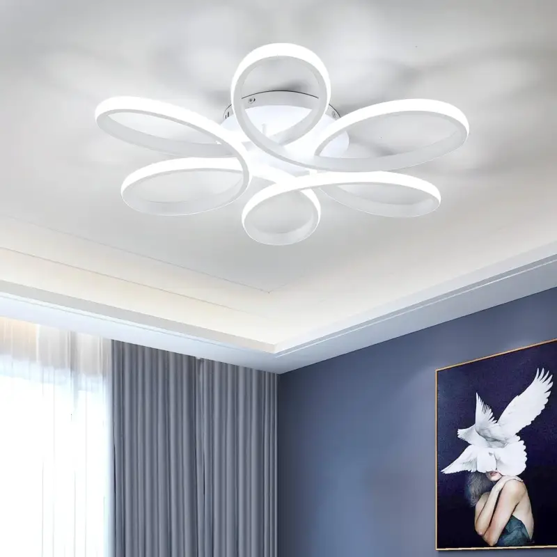 Plafonnier LED Design moderne Forme de fleur créative Lampe de Plafond Pour salon chambre à coucher salle à manger bureau Lumière Blanc Froid 6500K Dernière Chance