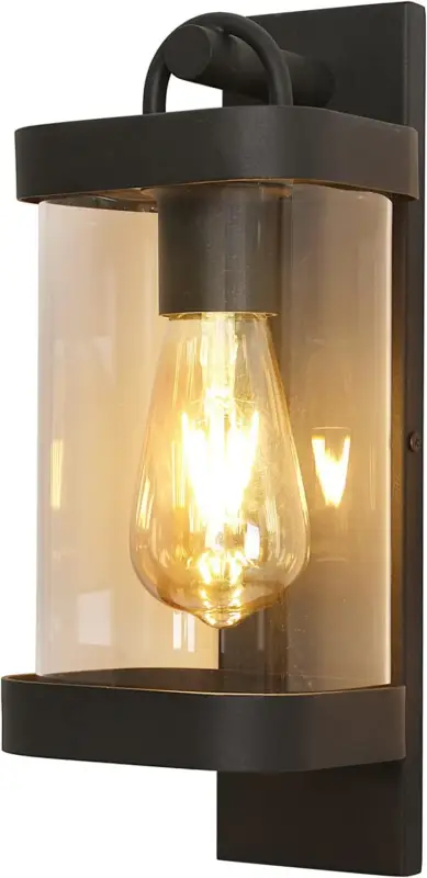 Applique Murale Extérieure, Lampe Murale Exterieur E27 Industrielle abat-jour en Verre Transparent IP54, Mural Rétro Applique Lampe pour Salon, Couloir, Escaliers(Sans Ampoule) Bon Plan