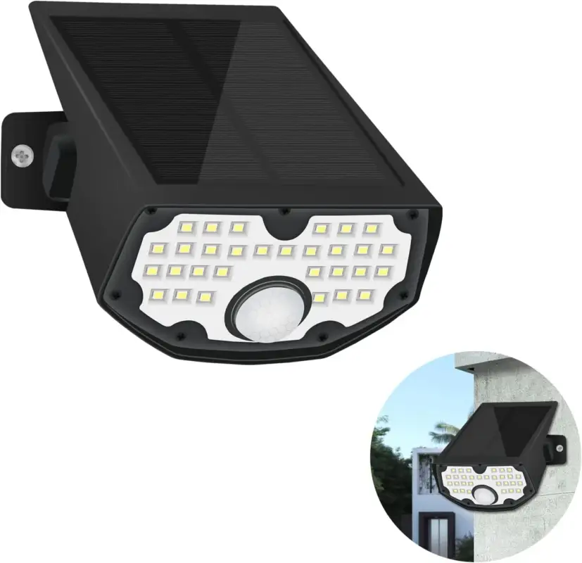 Achetez Aujourd&rsquo;hui Applique solaire Extérieur Détecteur de Mouvement Lampe murale LED 6000K Pour Cour Jardin Couloir Terrasse Proche Mur Pathway Patio Villa