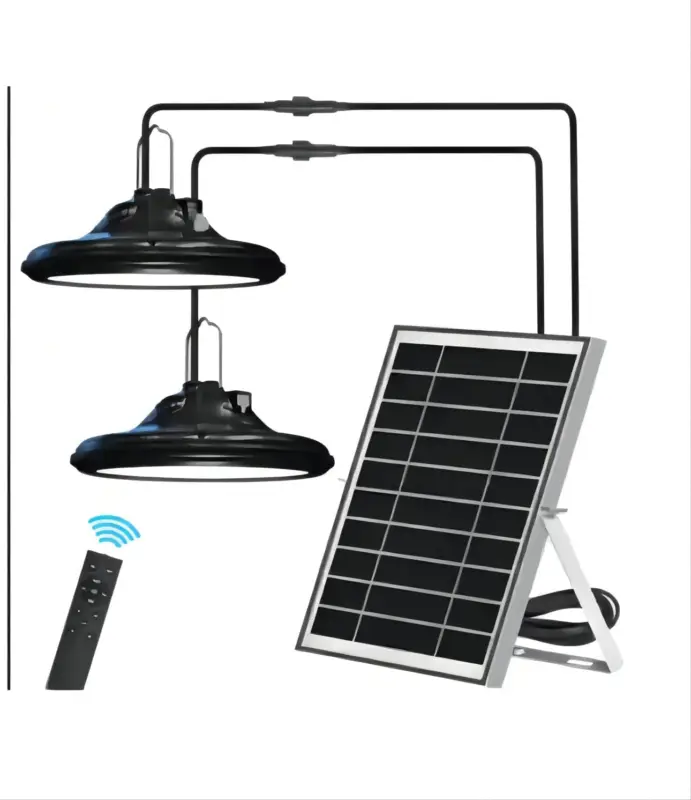 Lampe Suspendue Solaire, Lampe Suspendue Extérieure étanche Double Tête, 200 LED, avec Télécommande et USB, Lumière Blanche/Blanche Chaude Expédié Aujourd&rsquo;hui