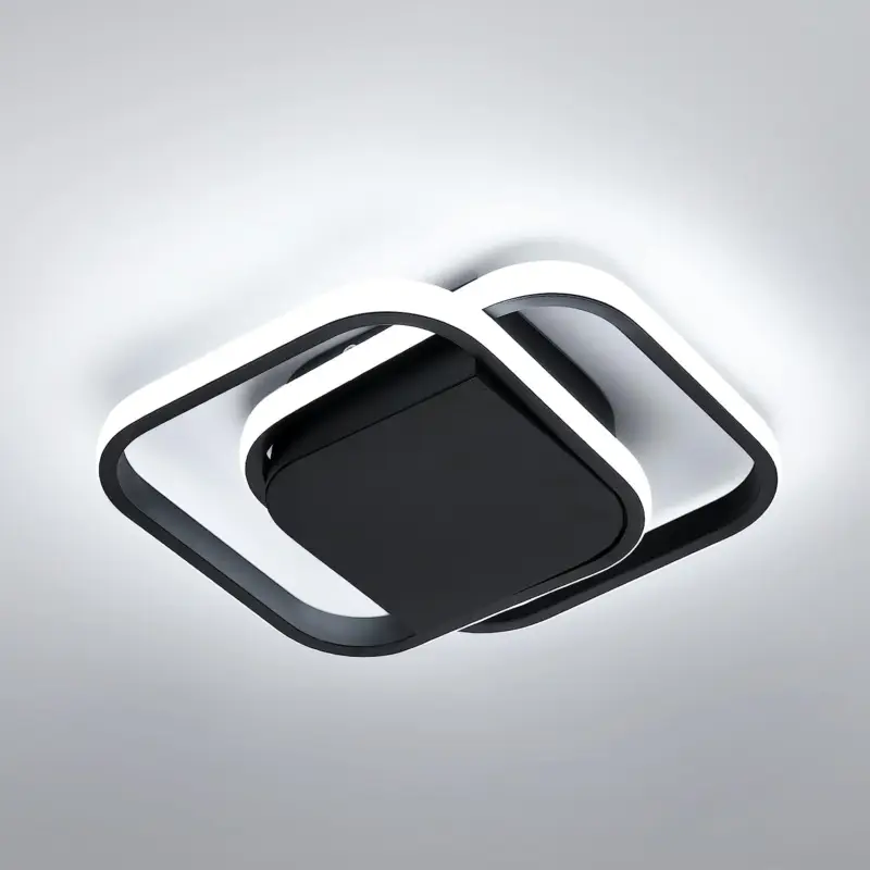 Nouveauté Plafonnier LED moderne Blanc Froid 6000K Carré Lampe de Plafond Pour salon chambre à coucher salle à manger bureau Noir