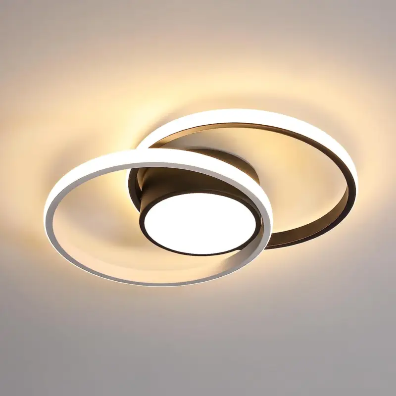 Pas Cher Modern LED Ceiling Light, 42W 4000lm Round Flush Mount, 3000K Warm White Light, 40cm Diameter, for Bedroom, Living Room, Kitchen, Black
