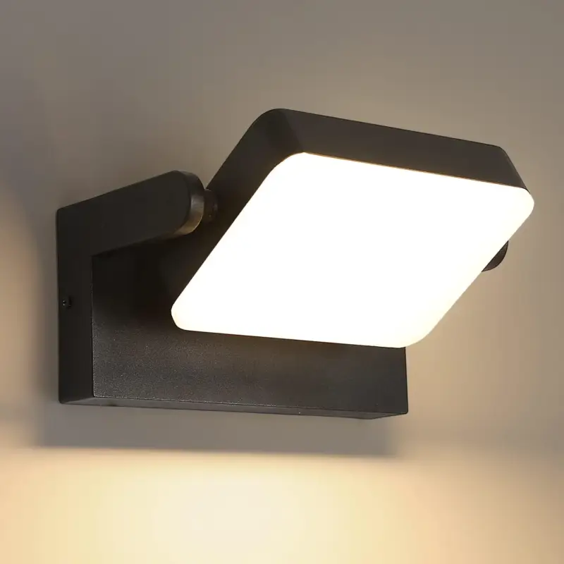 Commande En Gros Applique Murale Extérieure Rotative Lampe murale LED Blanc Chaud 3000K étanche IP65 Pour Entrée Couloir Cour Jardin Terrasse Balcon Garage Noir