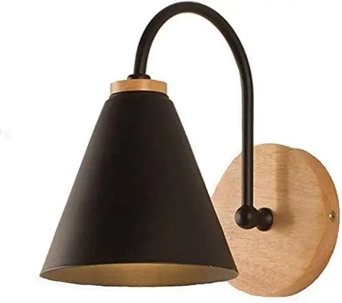 Applique de Chevet Bois Scandinave Lampe murale E27 Base Pour chambre à coucher, salon, couloir, entrée Noir Ampoule non incluse Pas Cher