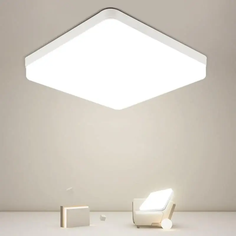 Plafonnier LED Carré, Lampe de Plafond LED, IP44 Plafonnier LED, Luminaire Plafonnier Applicable à Salle De Bain, Salon, Cuisine, Chambre, Couloir, Balcon 48W 4000K （30x30CM） Offre Exclusive