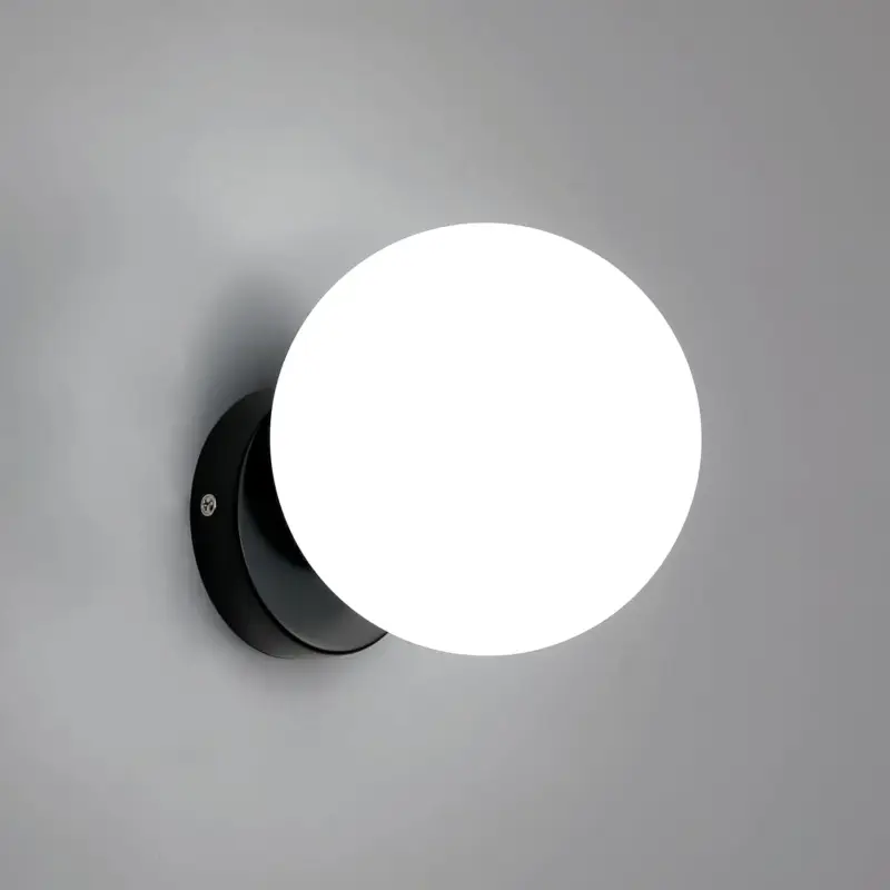 Satisfait Ou Remboursé Applique Murale Intérieur Verre Moderne Sphérique Lampe murale E27 Base Pour chambre à coucher, salon, couloir, entrée Noir (Ampoule non incluse)