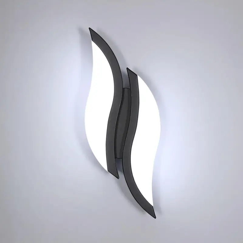Applique Murale Intérieure LED, Moderne Lampe Murale 12W 2300LM, Éclairage Acrylique Luminaire Mural pour Salon Chambre Escalier 6500K lumière blanche froide Couleur Noir Solde