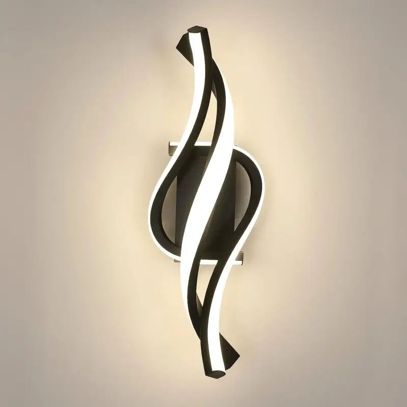 Remise Applique Murale LED 22W Moderne Forme en Spirale Lampe murale Blanc neutre 4000K Pour chambre à coucher, salon, couloir, entrée Noir