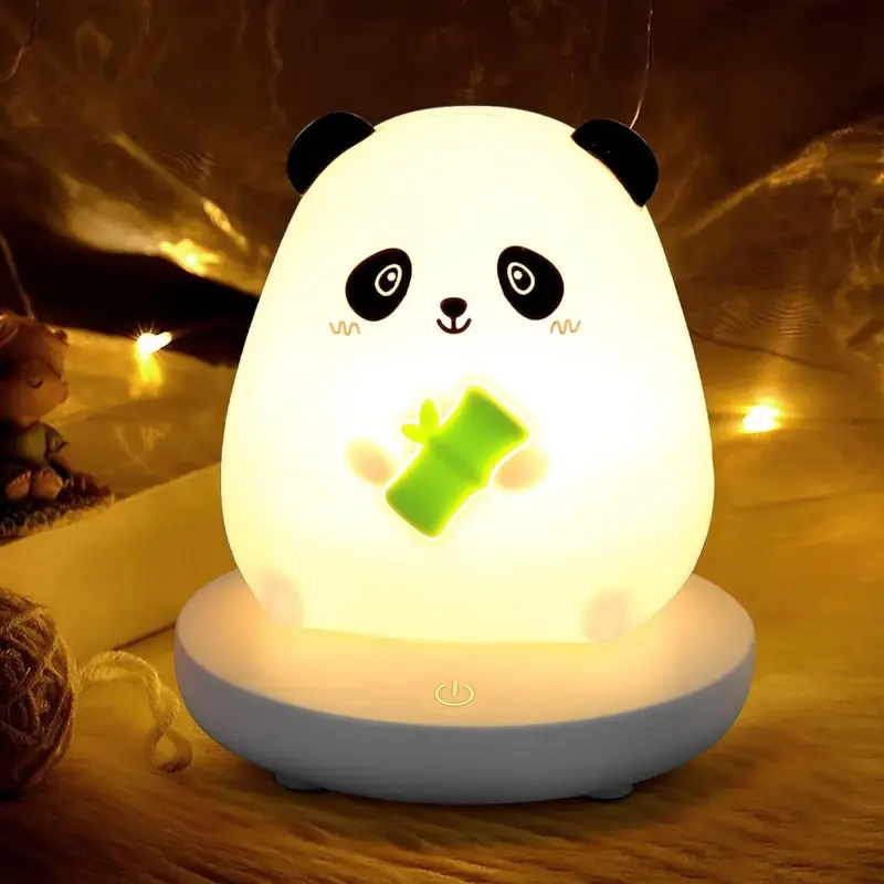 Veilleuse Enfant, USB Rechargeable Veilleuse Bébé Lampe LED en Forme de Panda, Silicone Lampe de Chevet Tactile, Portative Lumière LED Lampe de Nuit pour Décoration de Chambre Enfant, Cadeau de Fête Offre Limitée