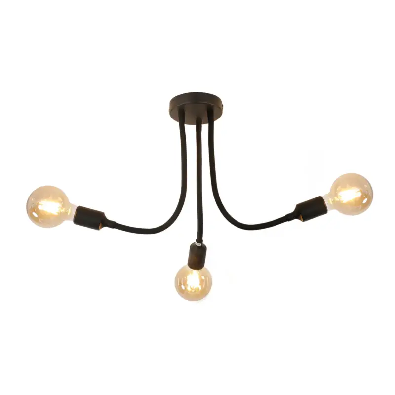 Vente Directe Plafonnier Lustre de Plafond Créatif en Fer – Noir, D8*H63.5cm, Douille E27, Sans Source Lumineuse – Tube Réglable