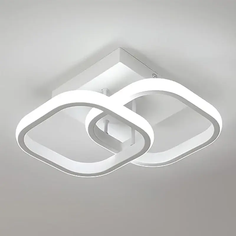 Plafonnier LED Moderne en Aluminium Créatif à Deux Carrés Croisés - Blanc, 30cm, Lumière Blanche 30W - pour Salon Chambre Quantité Limitée