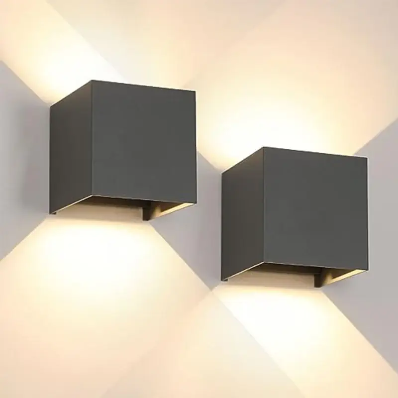 Populaire 2PCS Applique murale extérieure étancheGris, 10 cm, 12W, Angle de faisceau réglable, Lumière Chaude 3000K