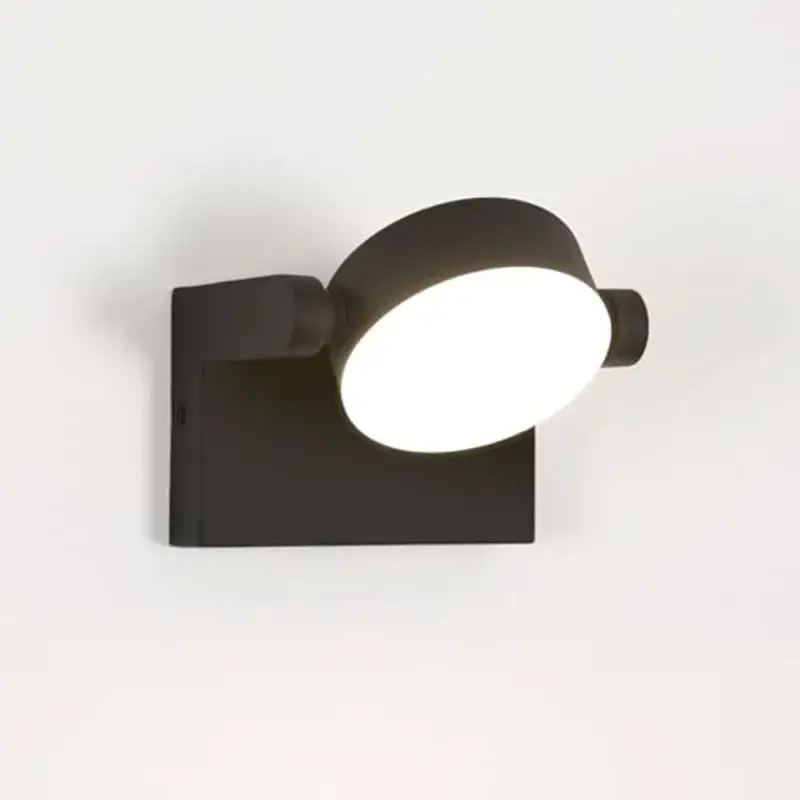 Haute Qualité Applique murale extérieureNoir, Forme circulaire, Rotatif, 14.5*10*15.5cm, 20W, Lumière neutre – pour Jardin Entrée Garage