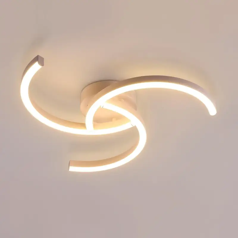 Livraison Express Plafonnier Créatif en Fer, Blanc, 24W 3000K Lumière Blanche Chaude, 52*7 CM, pour Salon Chambre