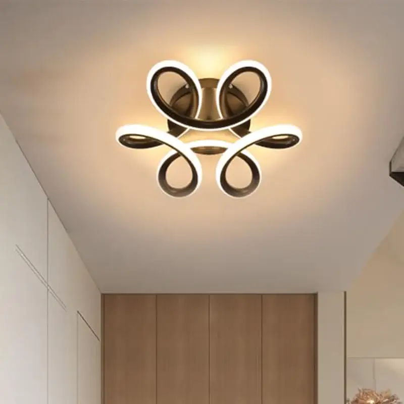Plafonnier LED Moderne en Aluminium en Forme de Pétales LED Noir 22W, Lumière Chaude, Convient pour le Salon, la Chambre, la Cuisine, le Couloir Offre Du Jour