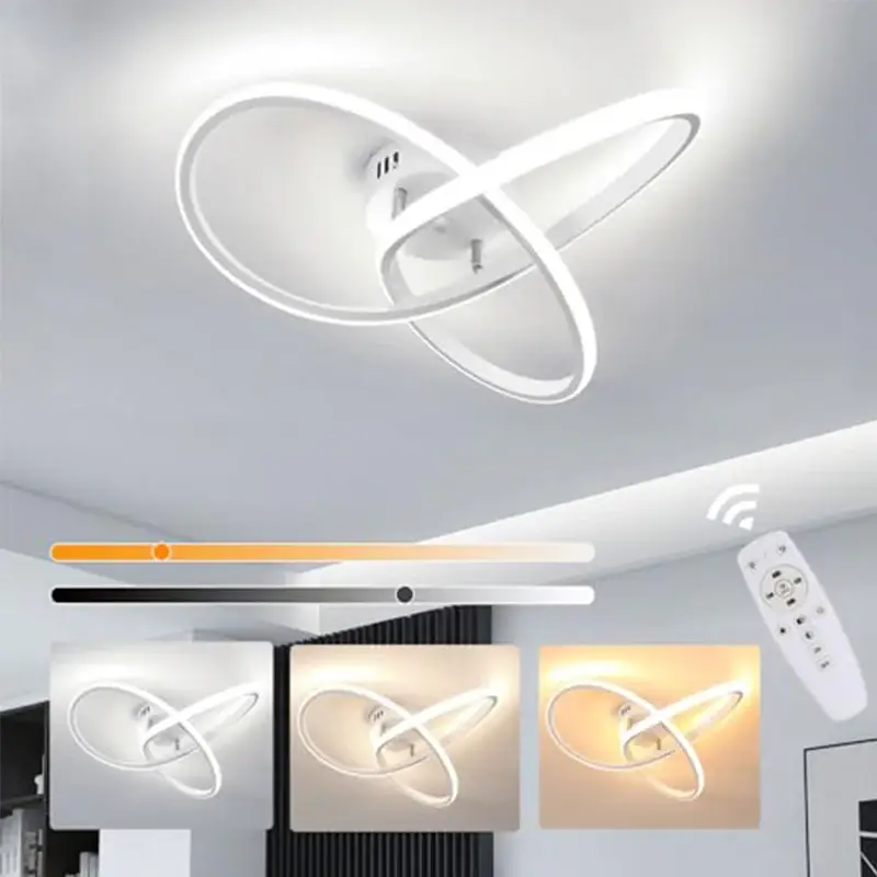 Prix Cassé Plafonnier LED Moderne Dimmable en Aluminium en Forme de Trèfle - Blanc, 40*12cm, avec Télécommande, 36W Lampe de plafond - pour le Salon, la Chambre